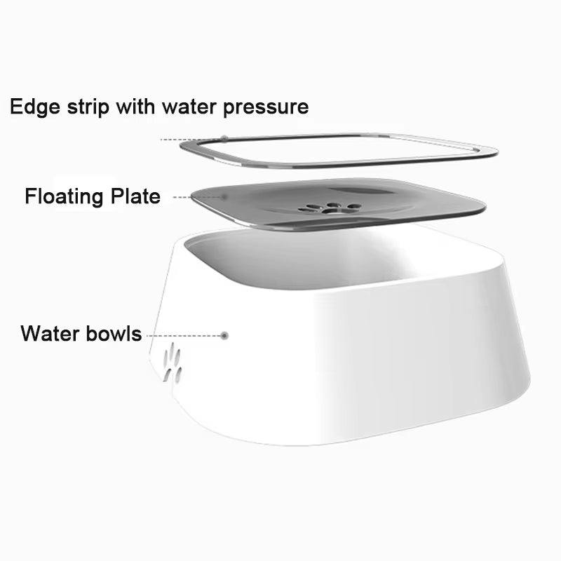 Dog Drinking Water Bowl Floating Non-Wetting Mouth Pet Bowl without Spill Drinking Water Dispenser Plastic Anti-Over Dog Bowl