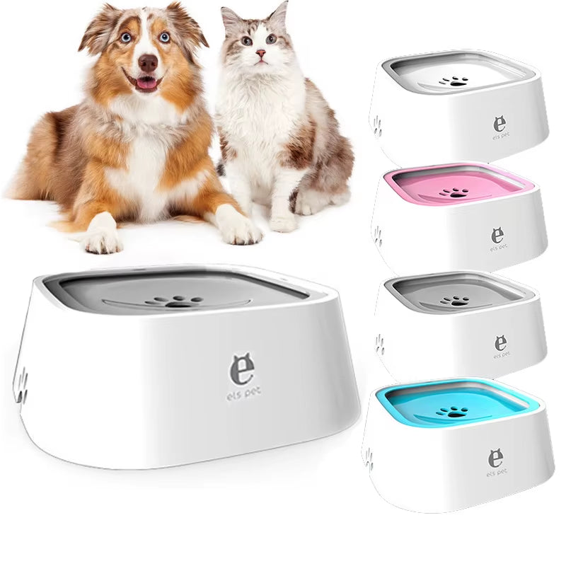Dog Drinking Water Bowl Floating Non-Wetting Mouth Pet Bowl without Spill Drinking Water Dispenser Plastic Anti-Over Dog Bowl